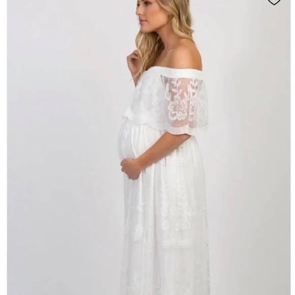 Pinkblush Lace Off Shoulder Maternity Maxi - Picture 4 of 8